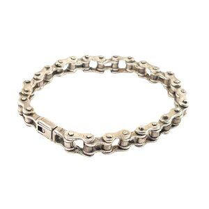 Bike Chain Bracelet Sterling Silver Stainless Steel Heavy Duty Link